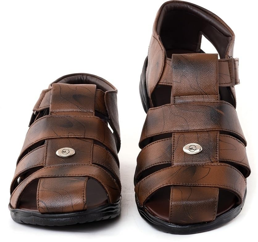 Image of Men's Fashion Synthetic Leather Casual Sandal (BROWN SANDAL4)