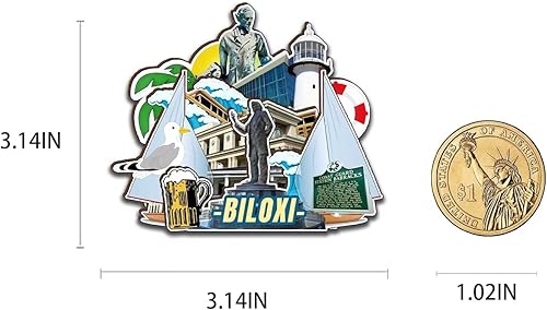 Miniatura 3 de Biloxi Mississippi USA - Imán de madera para nevera, 3D, monumentos de viaje, coleccionables, recuerdos, decoración hecha a mano, 2