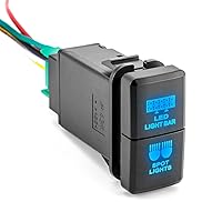 Vista 8 de Wsays Interruptor de botón doble con luz de fondo LED para barra de luces y luces puntuales de 12 V, interruptor de botón de doble luz de fondo