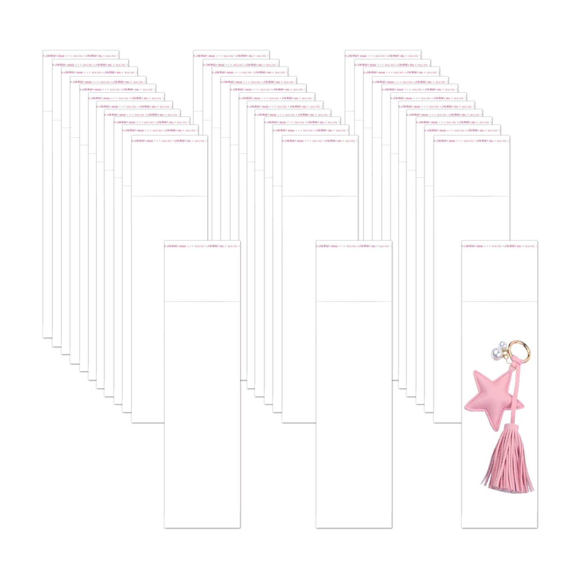 LucyStudioAdhesive Cellophane Bags Long 100pcs 2x6" Clear Self-adhesive Cello Bags 50µm Self Sealing OPP Plastic Bags for Candy Crayon Oil Pastel Key Chain Watch Hairpin Necklace