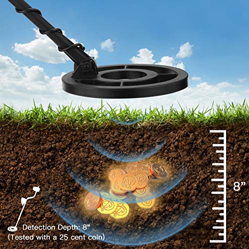 Metal Detector, High Accuracy Adjustable Waterproof Metal Finder Detectors with LCD Display, P/P Function, 7 Target Categories, Headphones, Folding Shovel and Carrying Bag Included