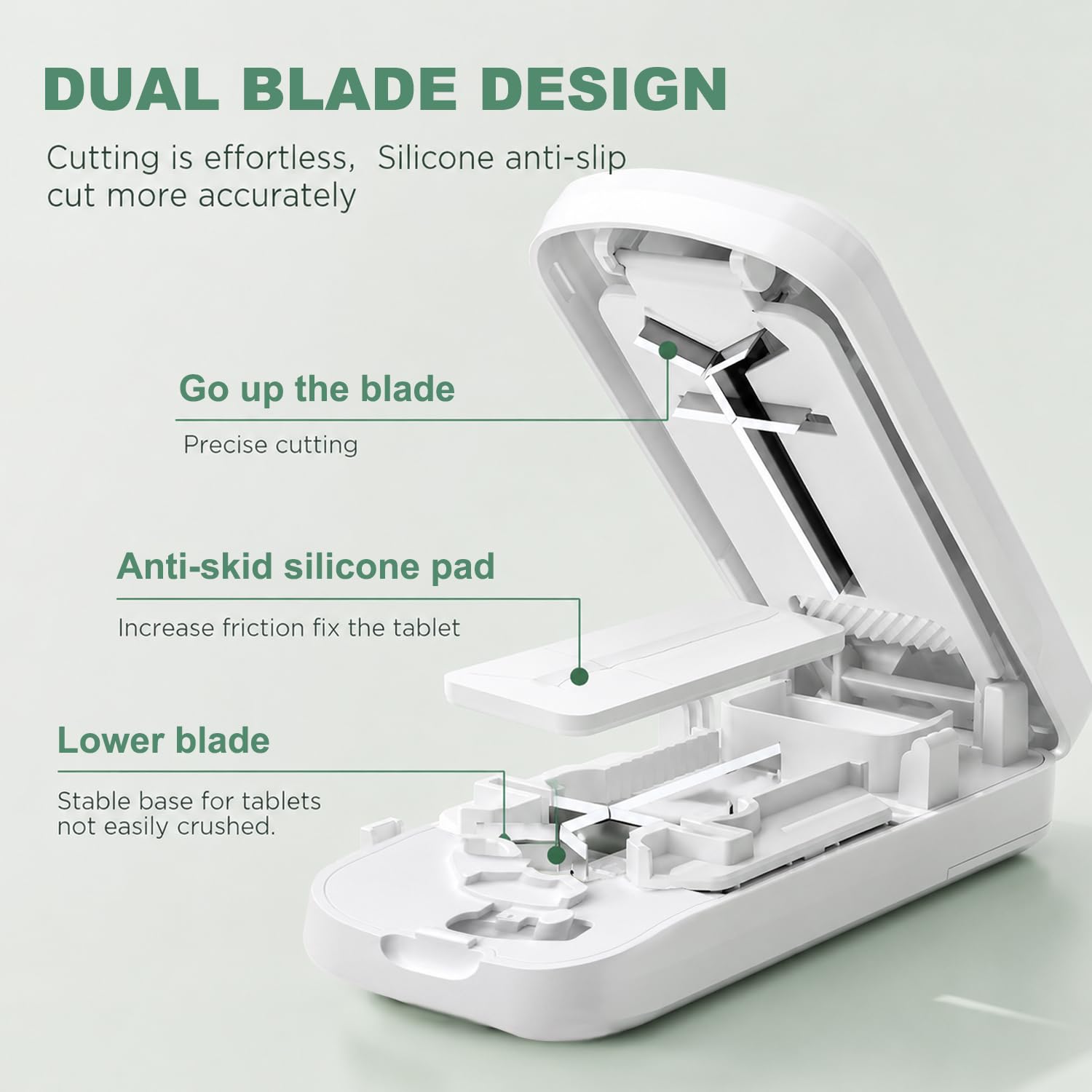 Tablettenteiler(mit Pinsel) Pill Cutter丨Pillenschneider ，Tabletten Teiler für Große und Kleine Tabletten,Medikamententeiler mit Aufbewahrungsfach,für Reise & Haustier