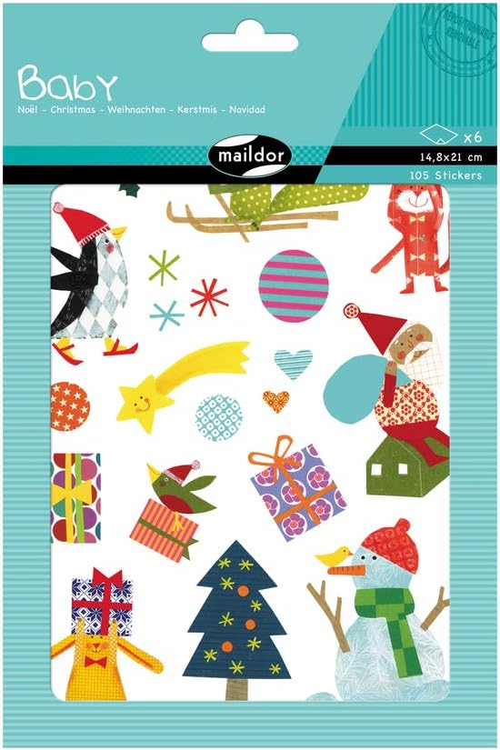 Maildor - Ref AE037O - Baby Stickers (Pack of 6 Sheets) - 21 x 14.8cm - Fishy Designs - 93 Stickers Total, Brightly Coloured, Suitable for Children Aged 2+