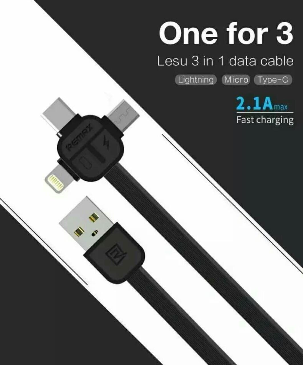 Mobipro Remax- Universal (3 in 1) Fast/Quick charging USB and high speed sync data cable. 1 MTR premium cable for all smart devices (Color May Vary)
