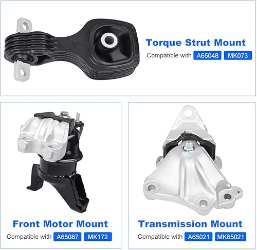 Miniatura 2 de JDMON 3 piezas de repuesto de motor y montaje de transmisión para Honda Civic 1.8L Coupé (Auto Trans) 2012 2013 compatible con MK172 A65048 A65021