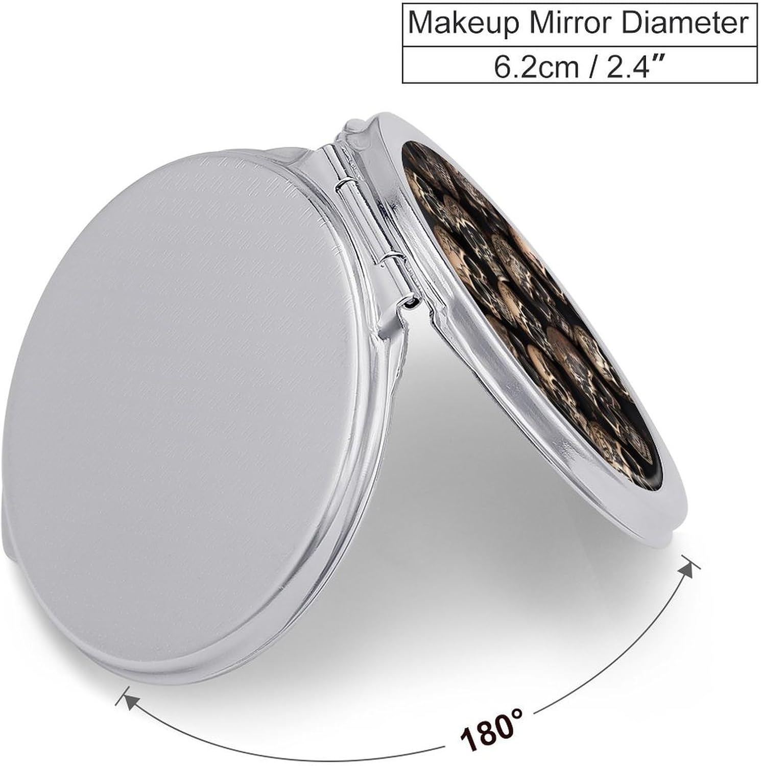 Travel Many Skulls Get Together Makeup Mirror Compact Pocket Vanity Mirror Double-Sided 2X /1x Magnifying Round Folding Handheld Cosmetic Beauty Mirrors for Purse Handbag image 2