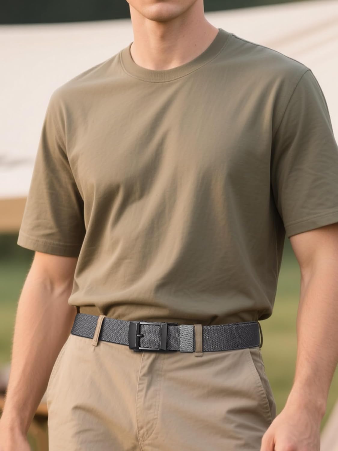 VANNANBA Stretchable Ratchet Belts for Men,Nylon Web Golf Belt with Automatic Buckle - Image 6