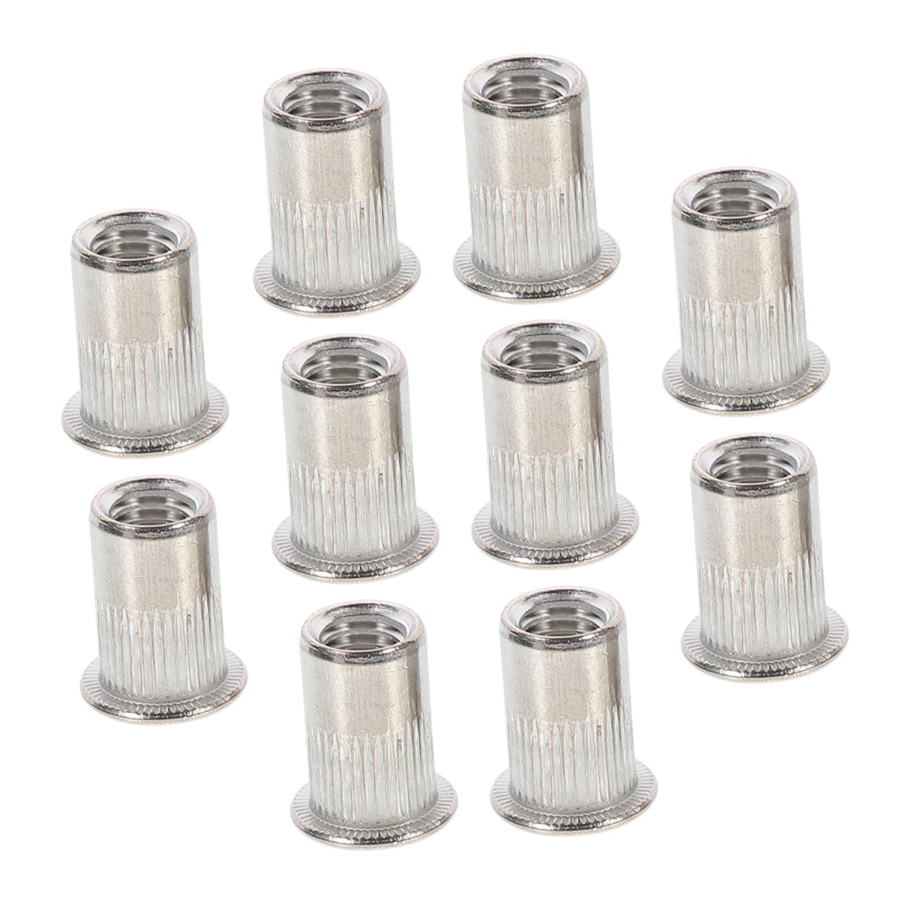 Alipis 10pcs Flat Head Riveted Nuts Stainless Steel Insert Nuts for Automotive Furniture Industrial Use Blind Application No Welding Required
