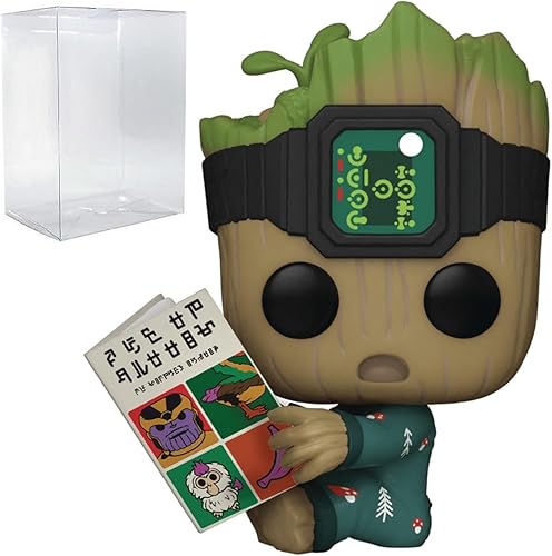 POP Marvel I Am Groot - Groot in Onesie con libro Funko figura de vinilo (paquete con funda protectora de caja compatible), multicolor, 3.75 pulgadas