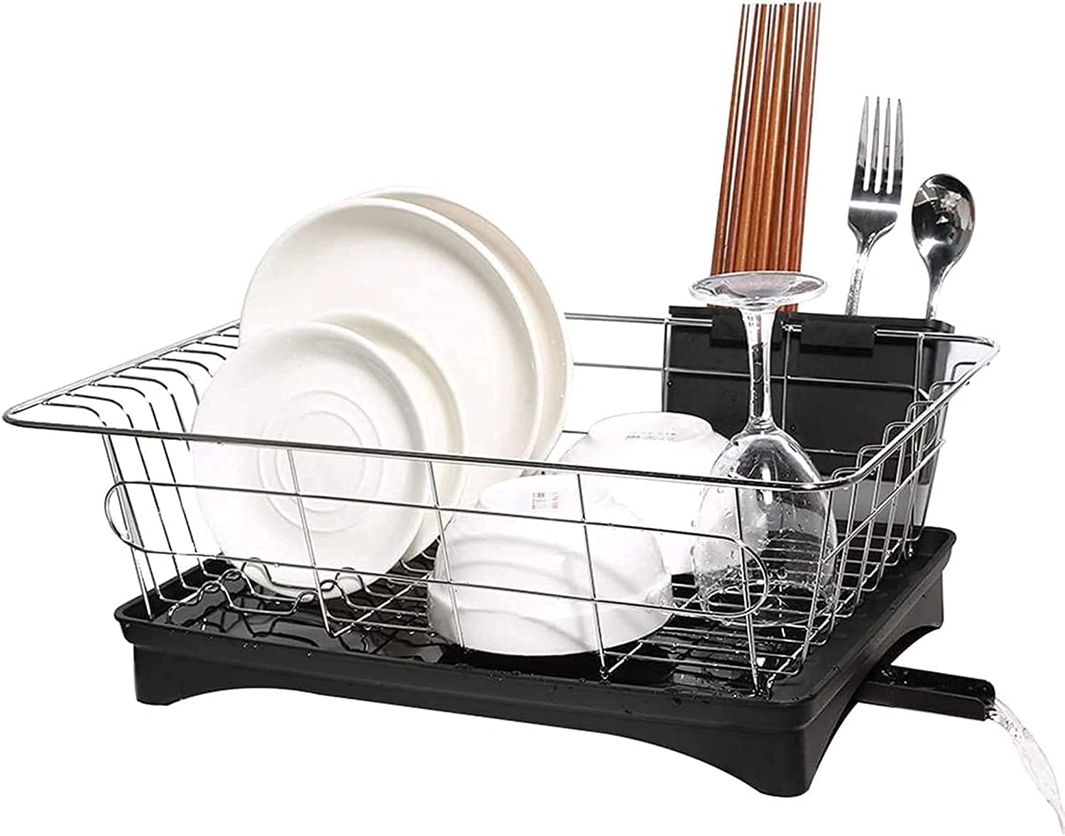 Escurreplatos Estante De Drenaje para Cocina, para Platos, Cuenco, Organizador Secado, Soporte, Escurridor Acero Inoxidable Organizador De Platos(Black)