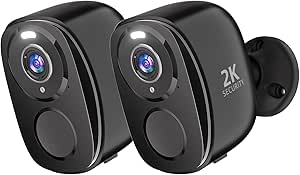 2Pack Security Cameras Wireless Outdoor, 5G/2.4GHz Battery Powered AI Motion Detection Siren Alarm WiFi Home Indoor Camera,2K Color Night Vision, 2-Way Talk, IP65 Waterproof, Works/Alexa, Cloud/SD asin的图片