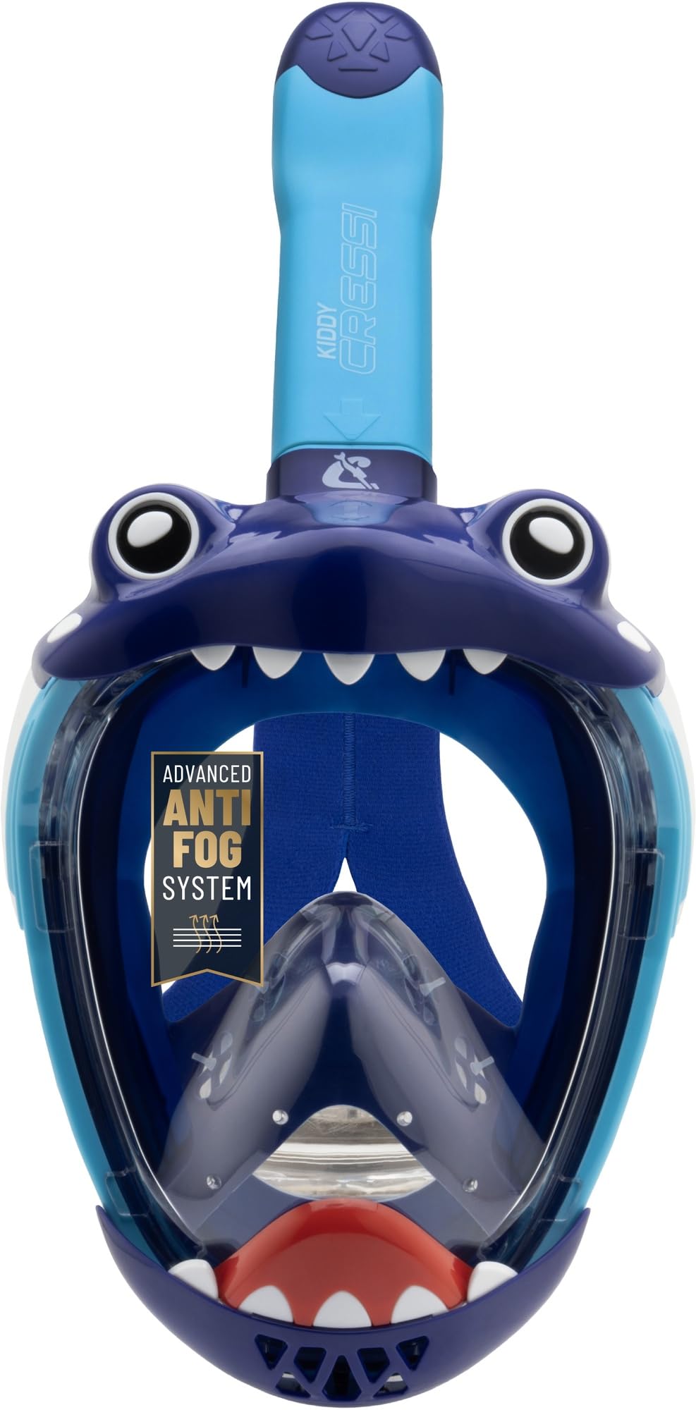 CRESSI Kiddy Kids Full Face Mask Azure/Blue/Blue - Full Face Mask - CO2 Safe - Designed Specifically for Children, Anti Fog, Exhalation Valve and Dry Snorkel