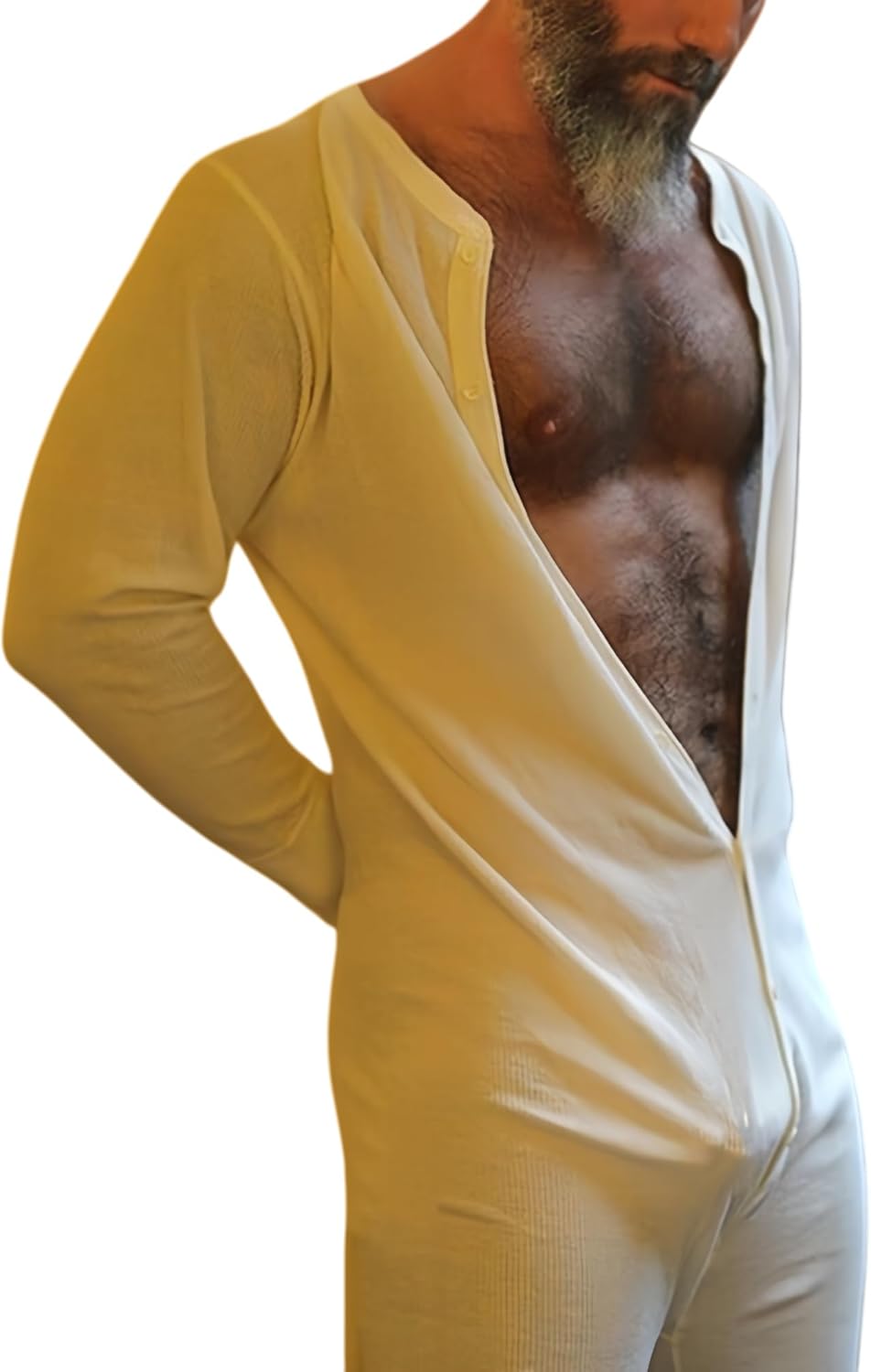 Men's 1 Piece Cotton Thermal Underwear Pajama Union Suits Henley Base Bodysuit Romper loungewear Jumpsuit PJ Set