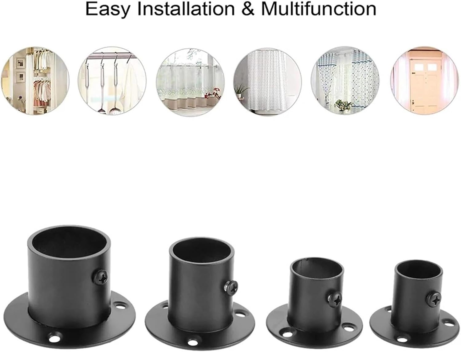 Closet Rod Brackets 10Pcs Tube Support Closet Bar Stands Wardrobe Hanging Rail Rod Pole Socket End Support Bracket Flange Holders for Closet Bathroom(25mm)