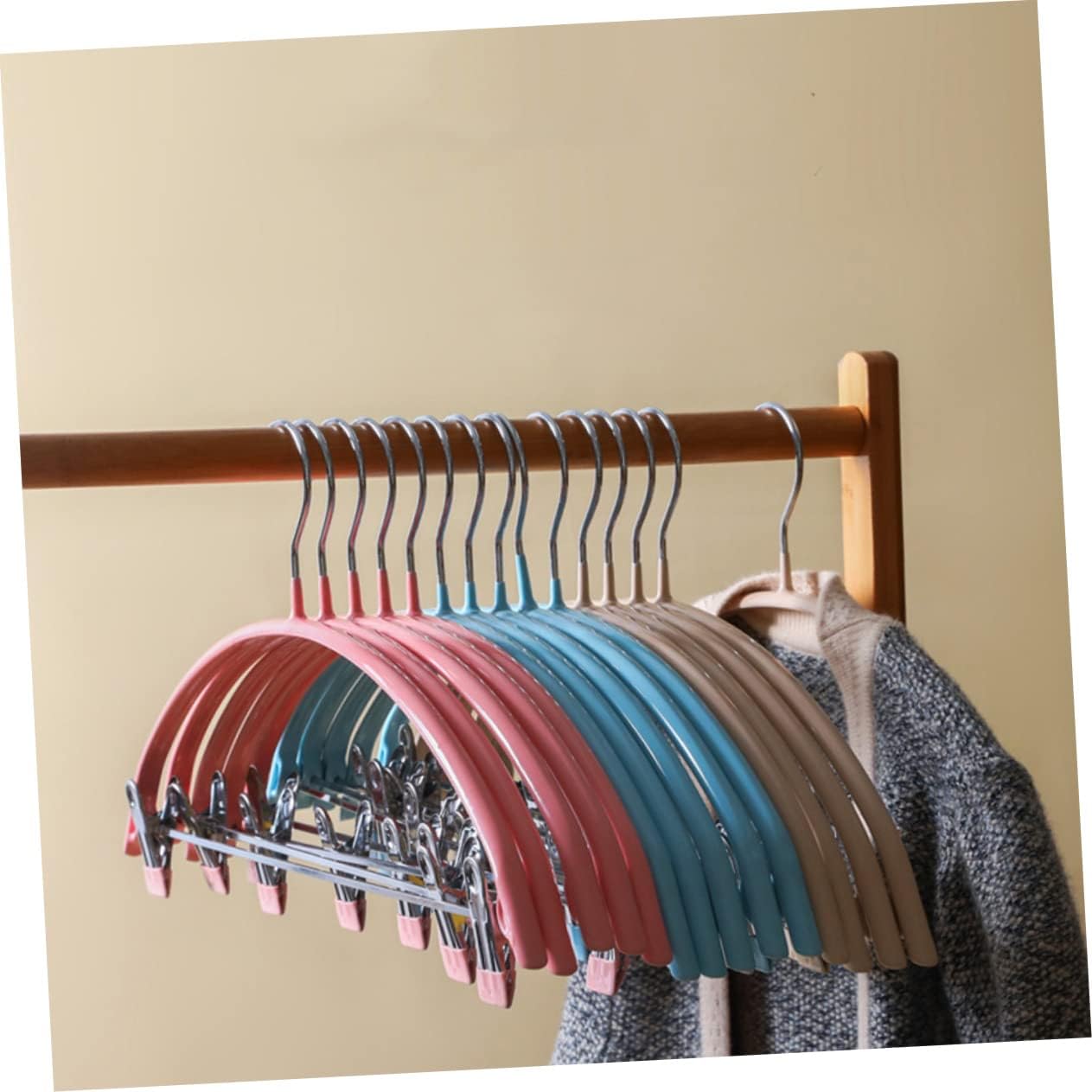 Happyyami 5pcs Non- Clothes Hanging Rack Clips Practical Semi-Circle Design for Skirts Pants and More Space Saving Household Laundry