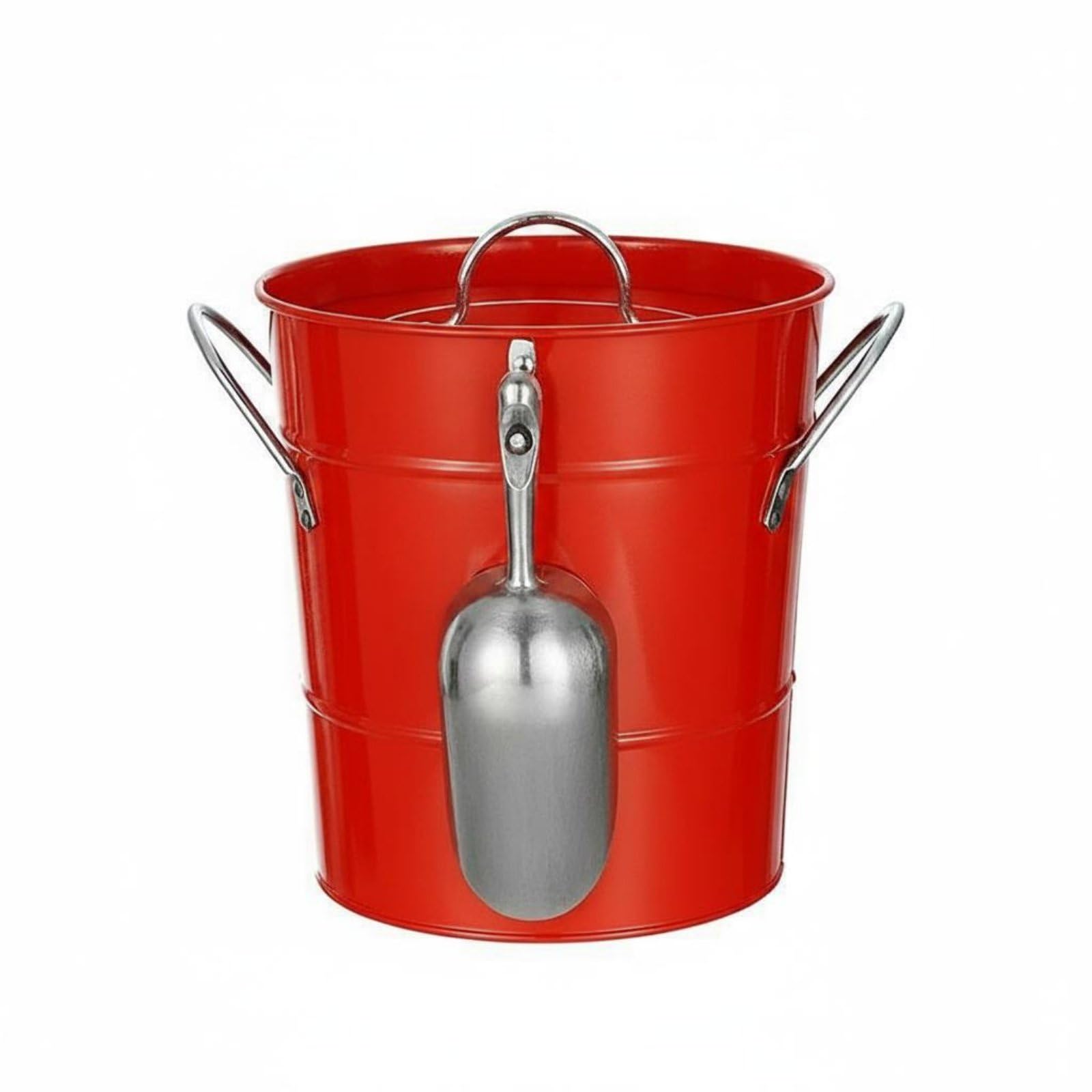 Amagogo Seau à Glace à Double Couche Seau Réfrigérant Bac Boissons avec Couvercle Doublure Étanche Acier Galvanisé Transport Facile avec Poignées Adapté aux, Rouge