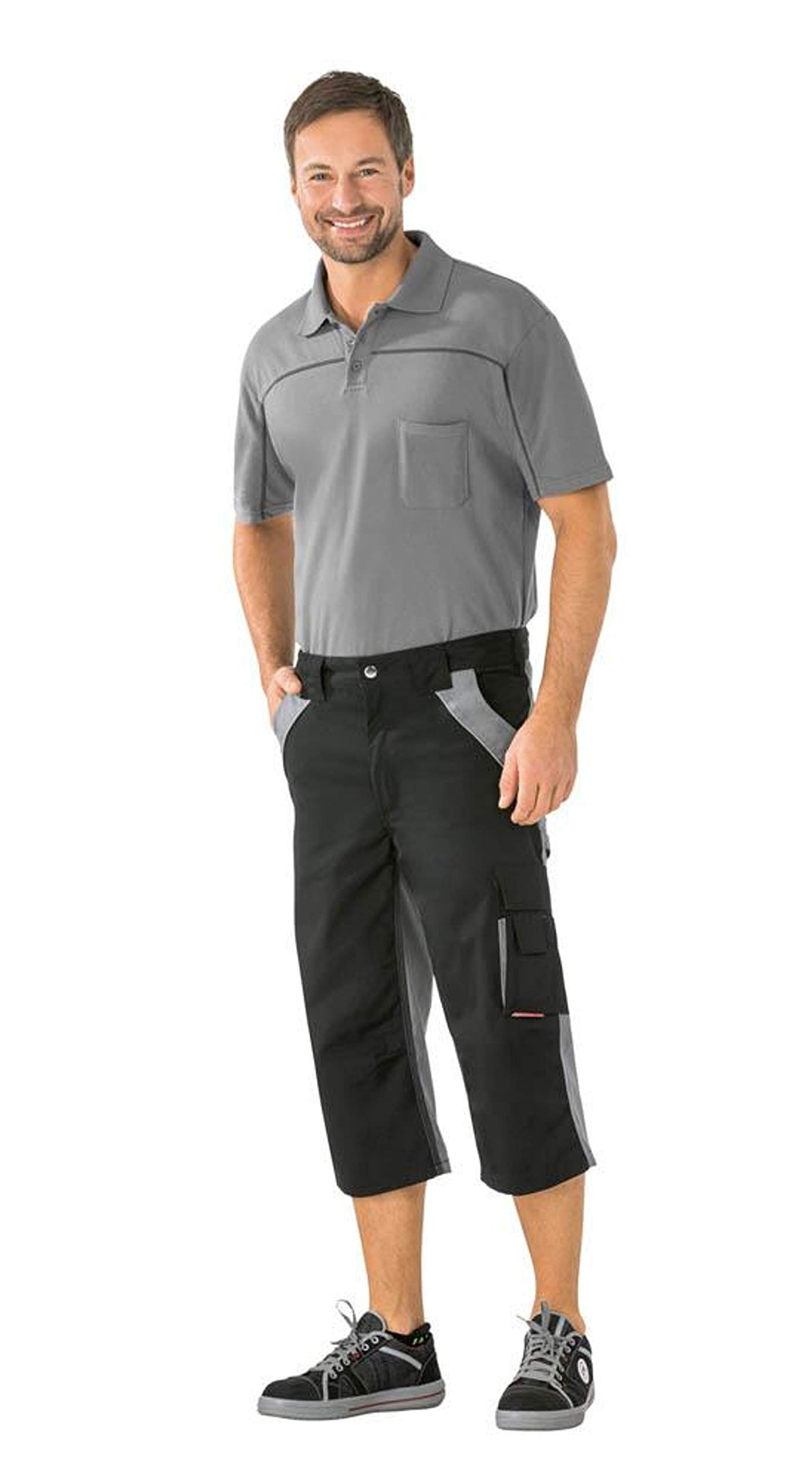 Planam Pantalón 3/4 "Plaline, Talla XXL, en Negro/Zinc Unisex Adulto