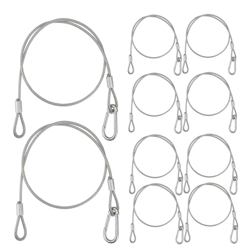 10PCS WorldLite Premium Stage Lighting Safety Cable, 31.5’’ Stainless