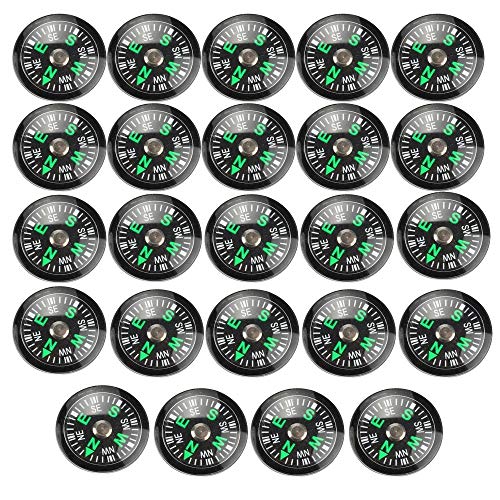 Compass for Kids, Mini Compass for Hiking, 20mm Button Compass, Black Survival Compass