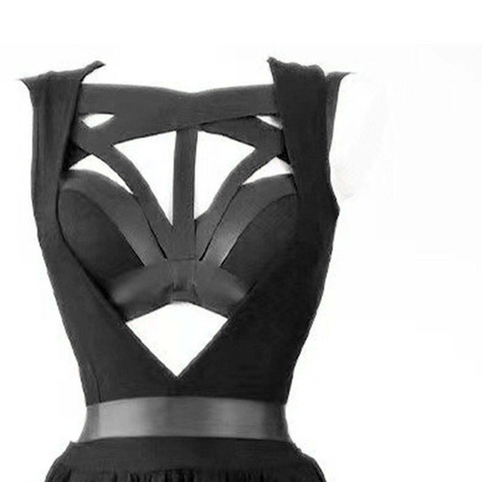 Generic Women Gothic Lingerie Lace Babydoll 3 PC Sheer Mesh Long Dresses Front Criss-Cross Crop Top and Skirt Lingerie: 3X-Large Black_1