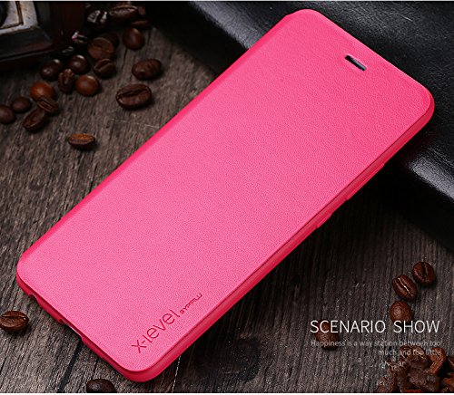 bpowe - Custodia a libro per Huawei P10 Plus da 5,5 pollici, Ecopelle Acciaio INOX TPU, Rosso rosato, Huawei P10 plus 5.5inch