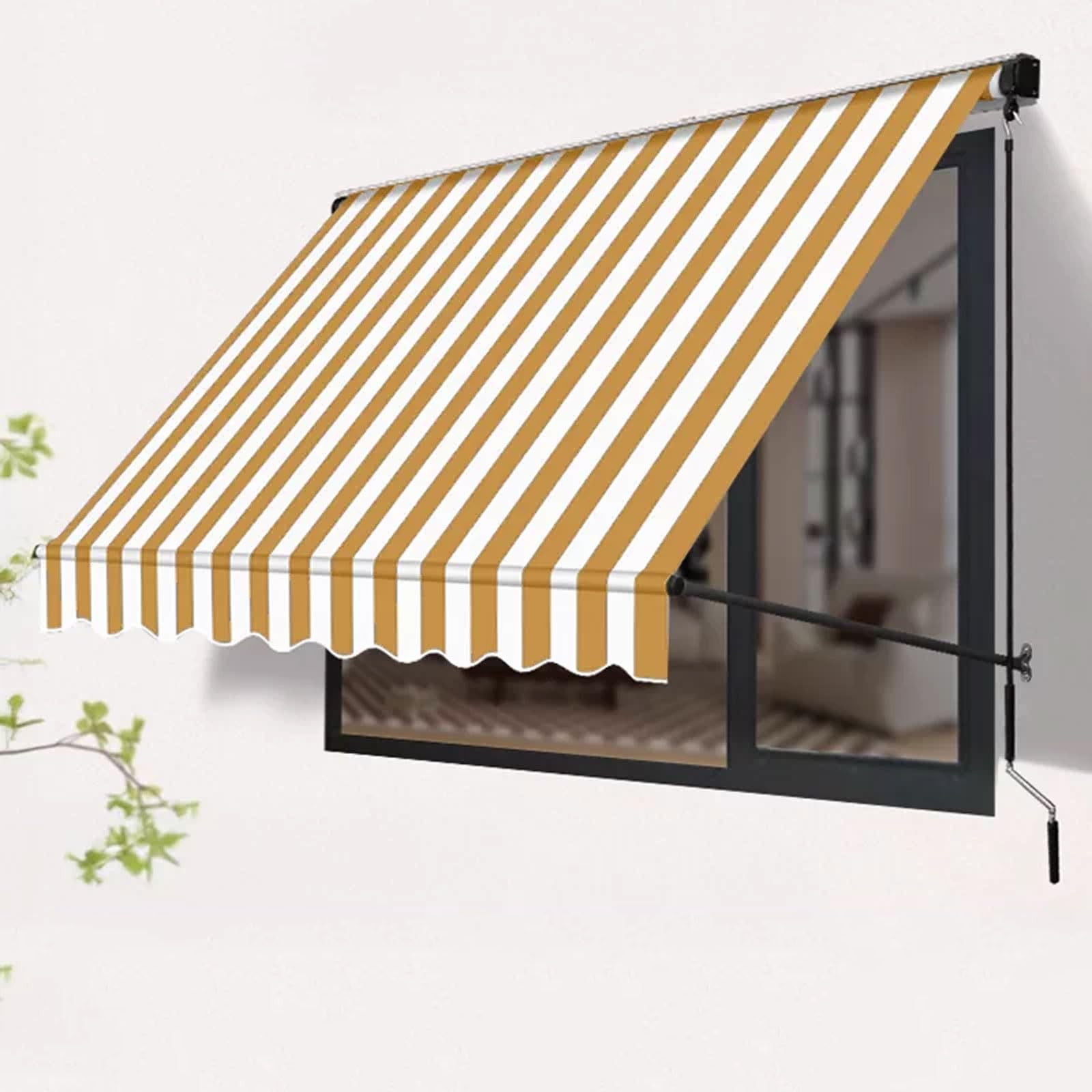 Toldo Retráctil Manual De La Manivela, Canopy Al Aire Libre De 5ft con Tela De Poliéster Resistente Y Marco De Aluminio Durable para La Protección De La Sombrilla De La Puerta del Patio