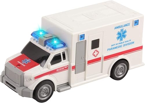 Miniatura 3 de Vokodo Ambulancia de rescate a escala 1:20 a escala 1:20 de juguete con luces y sonidos, duradero, transporte médico, vehículo de emergencia,