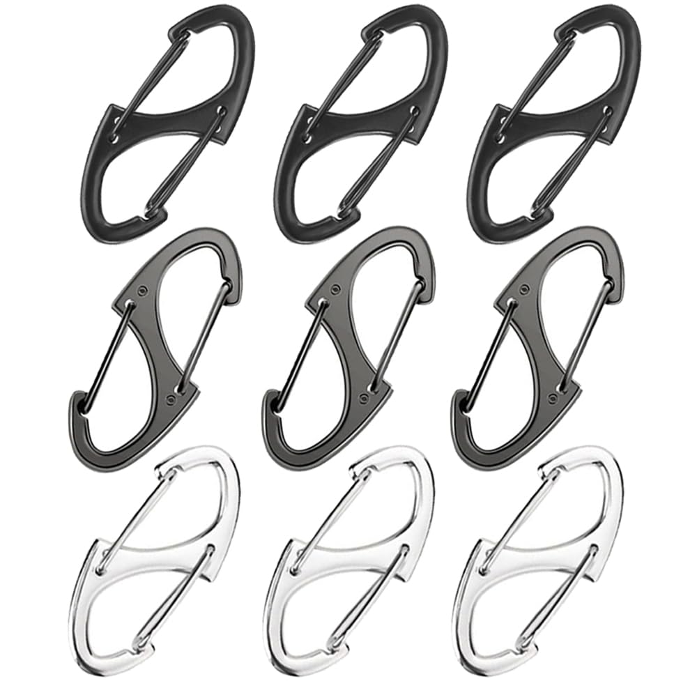 9Pcs Zipper Clip Theft Deterrent, Double Opening Lock Zipper Pull Replacement Clips, Small Carabiner Clips for Bag Luggage Pickpocket Backpack Purse