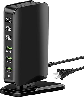 USB C Wall Charger, 96W 6-Port USB C Charging Station Multiport with 3 USB-C+3 USB-A Portable Fast Charging Hub for All iPad,iPhone 14 13 12 Pro Max,Pixel Samsung Galaxy S22/S21/S20/S10/Note20+ & More