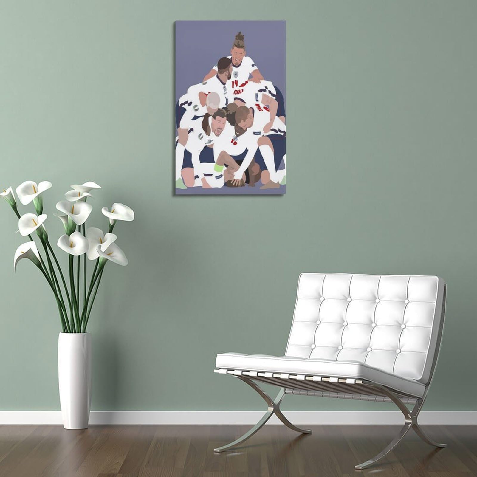 DLJGDS Poster da parete su tela con motivo sportivo a cartoni animati, motivo: giocatori della squadra inglese che festeggiano la festa della squadra inglese, poster decorativo moderno per la camera