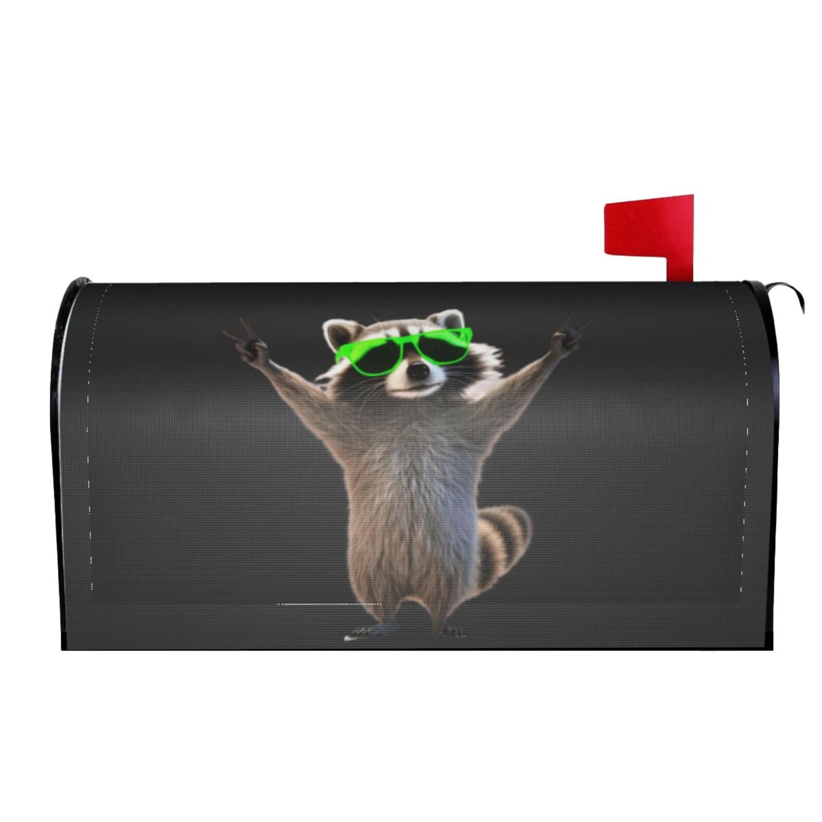 Funny Raccoon Green Sunglasses 04 Mailbox Covers Magnetic Wraps Post Letter Box Cover Garden Home Decor