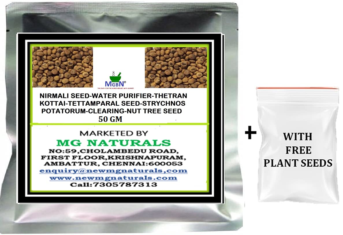 NIRMALI SEED-WATER PURIFIER-THETRAN KOTTAI-TETTAMPARAL SEED-STRYCHNOS POTATORUM-CLEARING-NUT TREE SEED-50 GM (40 Seeds Per Packet) (WITH FREE PLANT SEEDS) (B084DNNZT1) Amazon Price History, Amazon Price Tracker