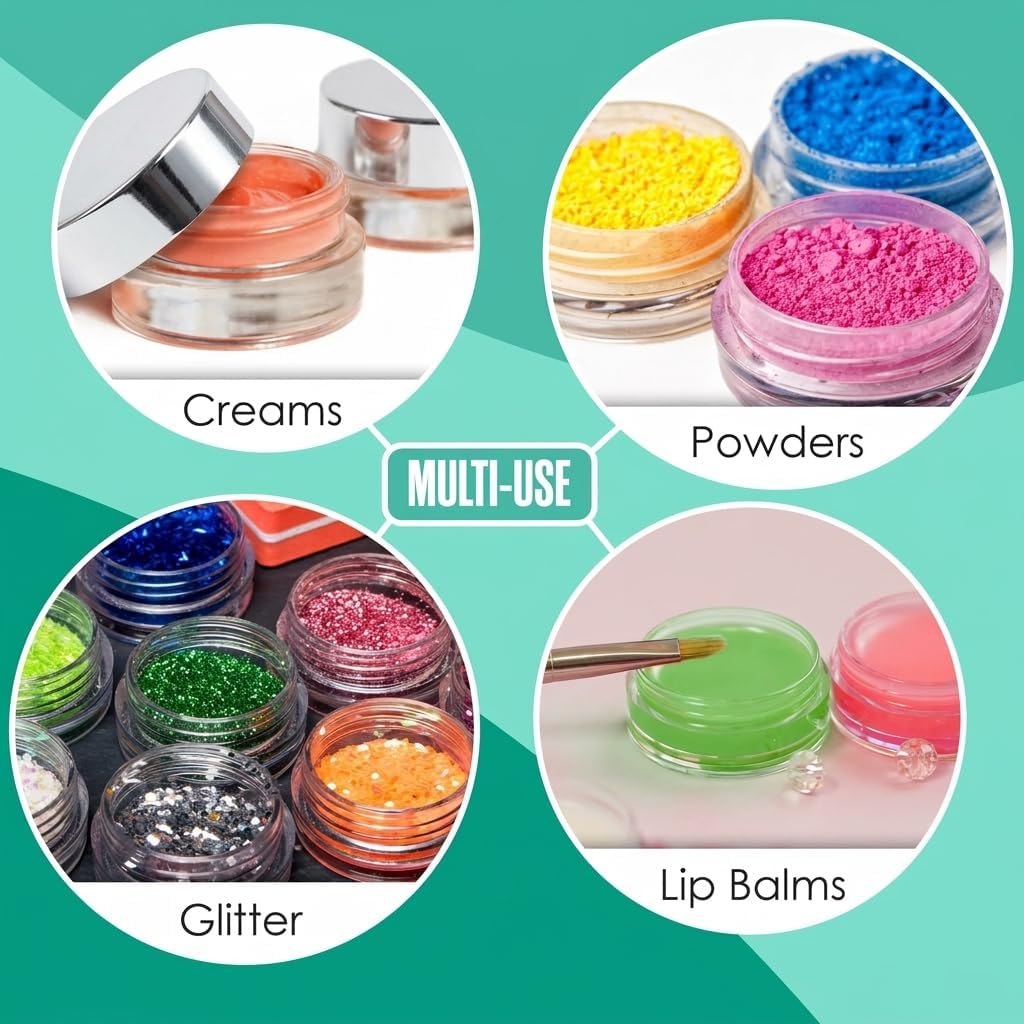 Sample Containers, Jar Lip Balm Container, Mini Jar with Lid 50 PK, Silver