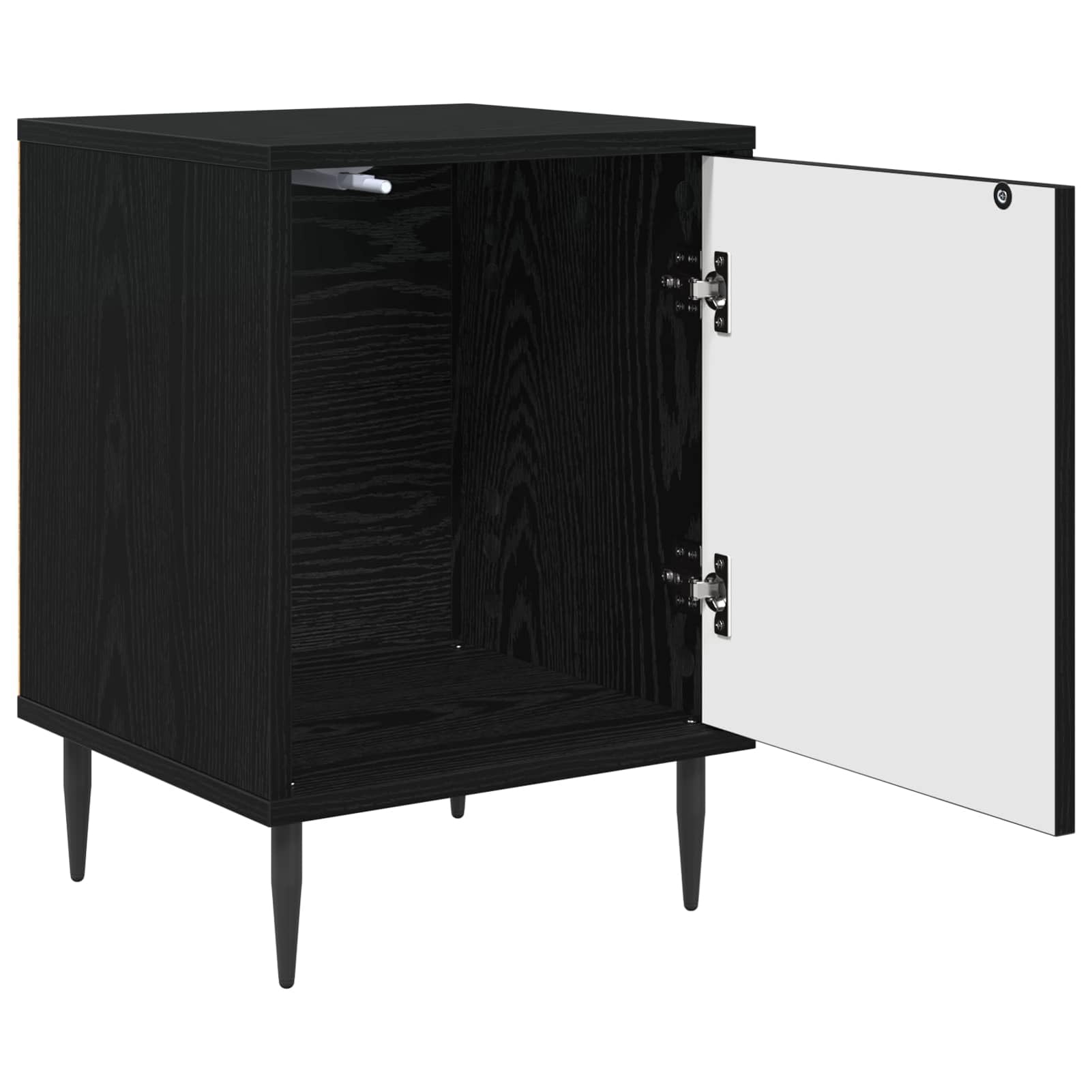 Homgoday 2er Set Nachttische mit 2 Türen Schwarz Eichen-Optik 36x33x51 cm, Moderne Holzwerkstoff-Nachttische mit erhöhten Füßen für Schlafzimmer 8007234