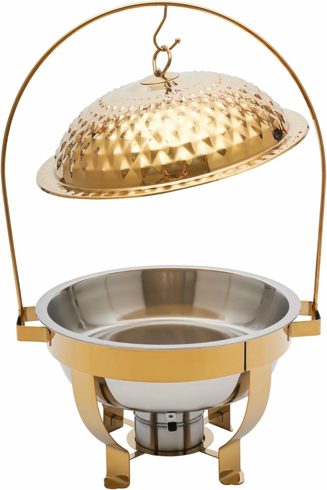 Serveur de buffet en acier inoxydable haut de gamme avec socle diamant travaillé