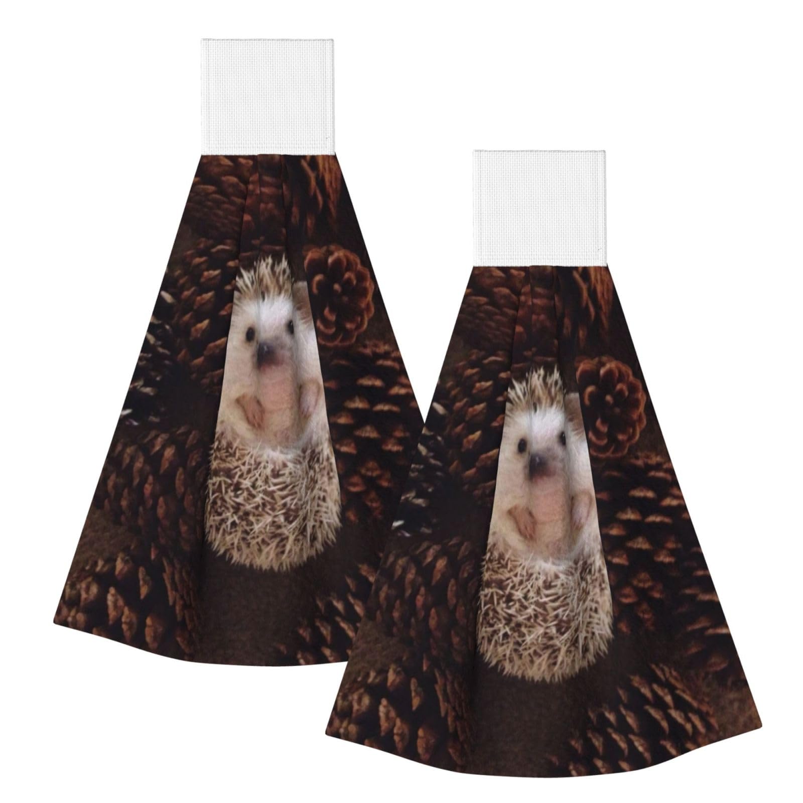 DOPKLNA Hedgehog, 2 Pcs Hanging Coral Fiber Hand Towels for Bathroom, Absorbent Kitchen Towels