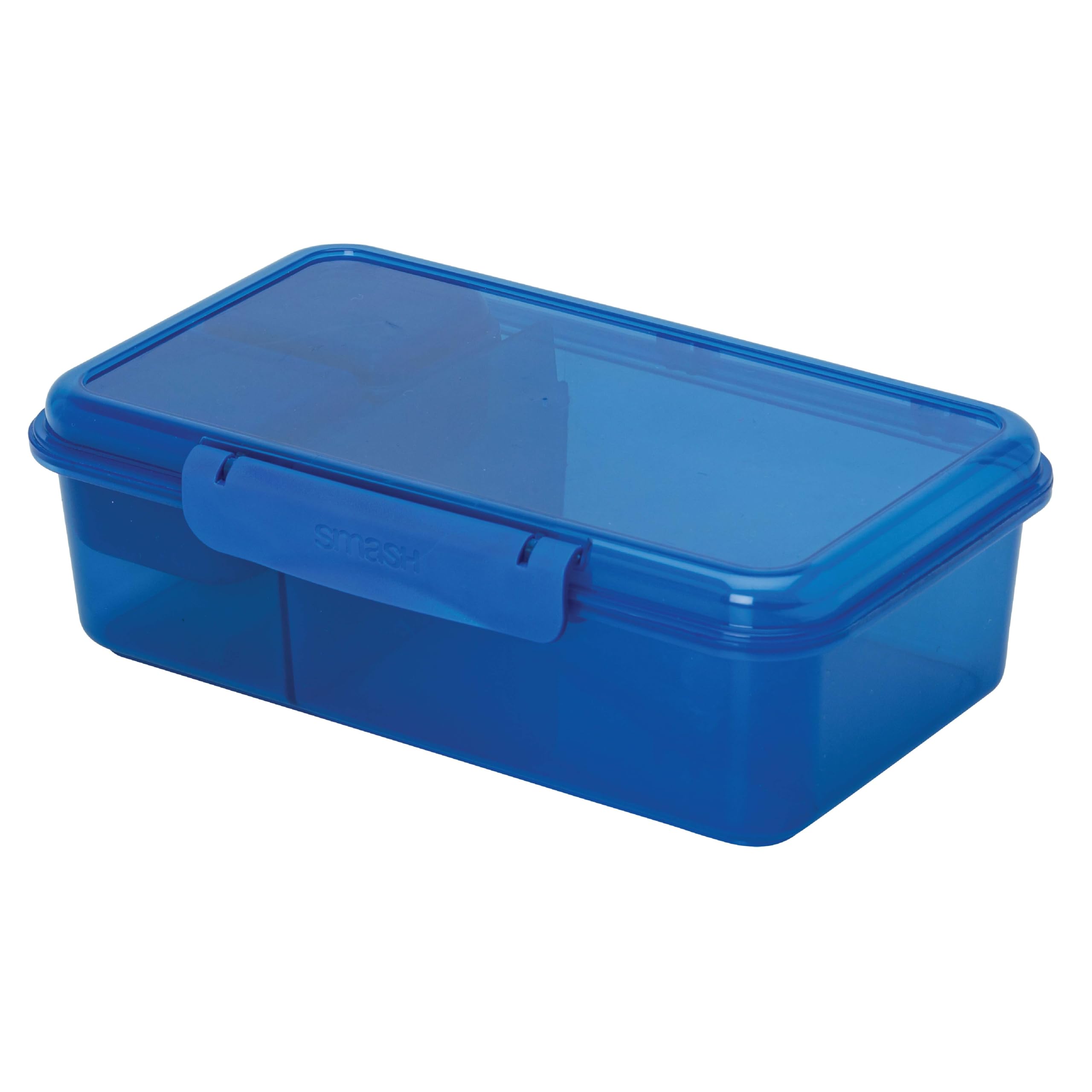 Smash 2.1L Divided Bento Lunch Box with 2 Snack Boxes | Airtight Silicone Seal & Secure Clips | Leakproof Food Storage for School, Work & Travel, Blue