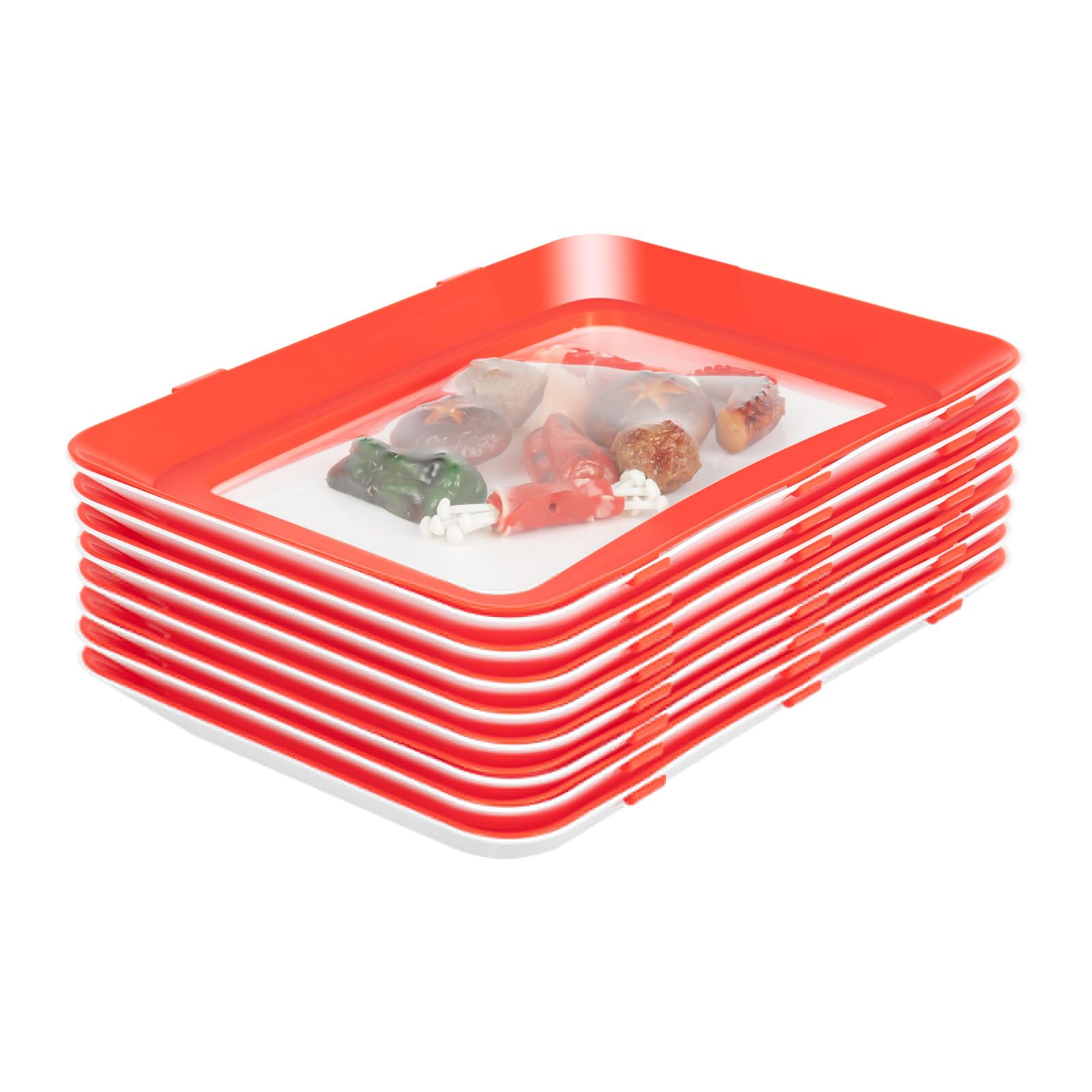 8 bandejas de polipropileno para conservación de alimentos, apilables, conservación de alimentos con lámina transparente, para familias, cocinas, camping, fiestas, restaurantes, hoteles