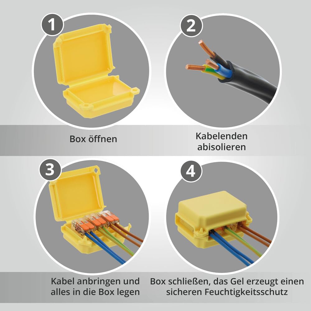 LED Universum - 10 cajas de gel para cables para exteriores con certificado IPX8 para máx. 4 mm², caja de derivación para línea de cable, impermeable, conector para terminales de contacto, color
