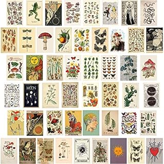 Vintage Wall Collage Kit, 50 PCS Collage Kit Aesthetic Picture Room Decor for Teens Girls, Posters for Bedroom Wall Art Prints - Multi-Plant