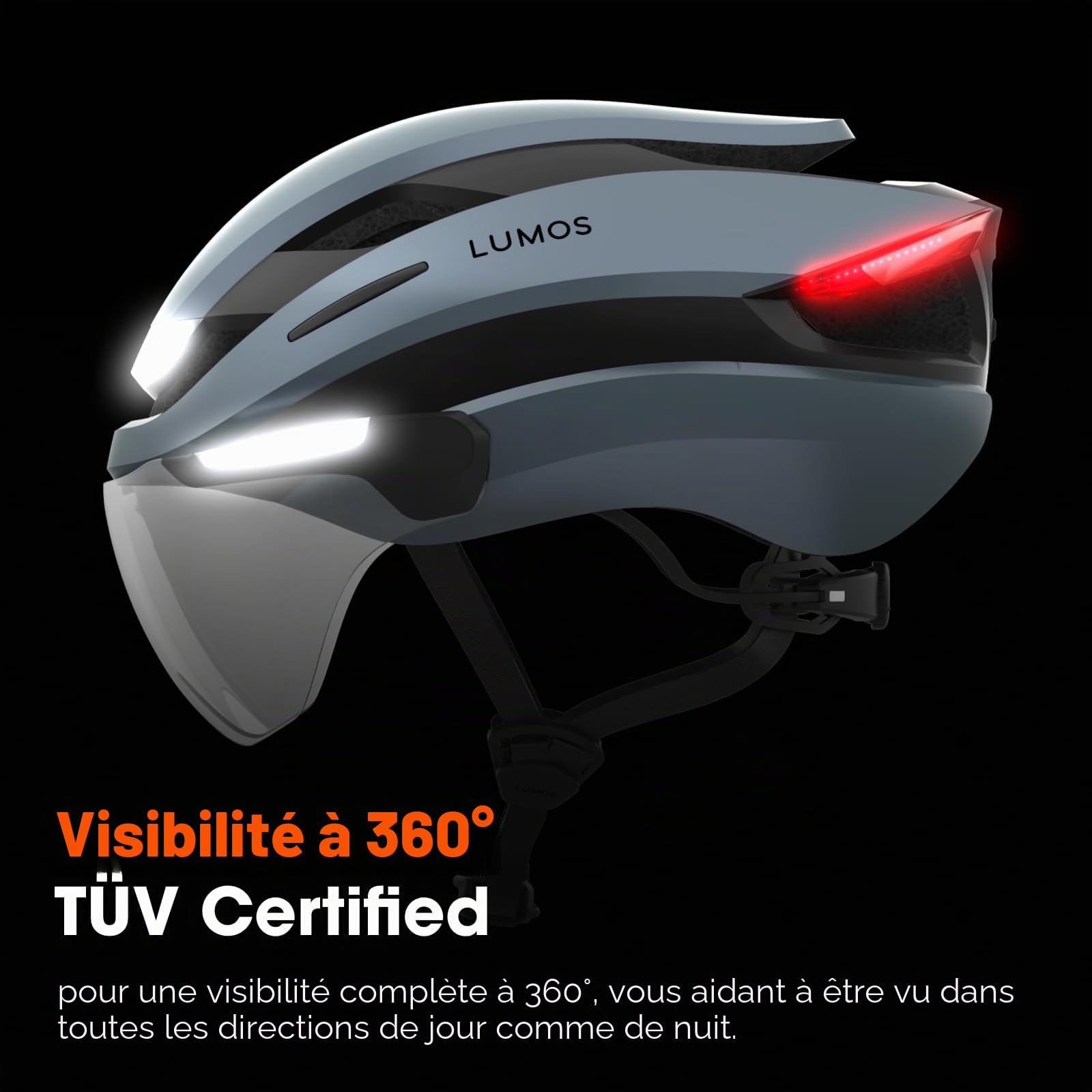 Lumos Casque Intelligent Ultra E-Bike | Certifié NTA 8667 | Lumières LED Avant et arrière | Visière Frontale rétractable | Contrôlé par Application | Vélo électrique, Scooter, vélo | Adultes, Hommes