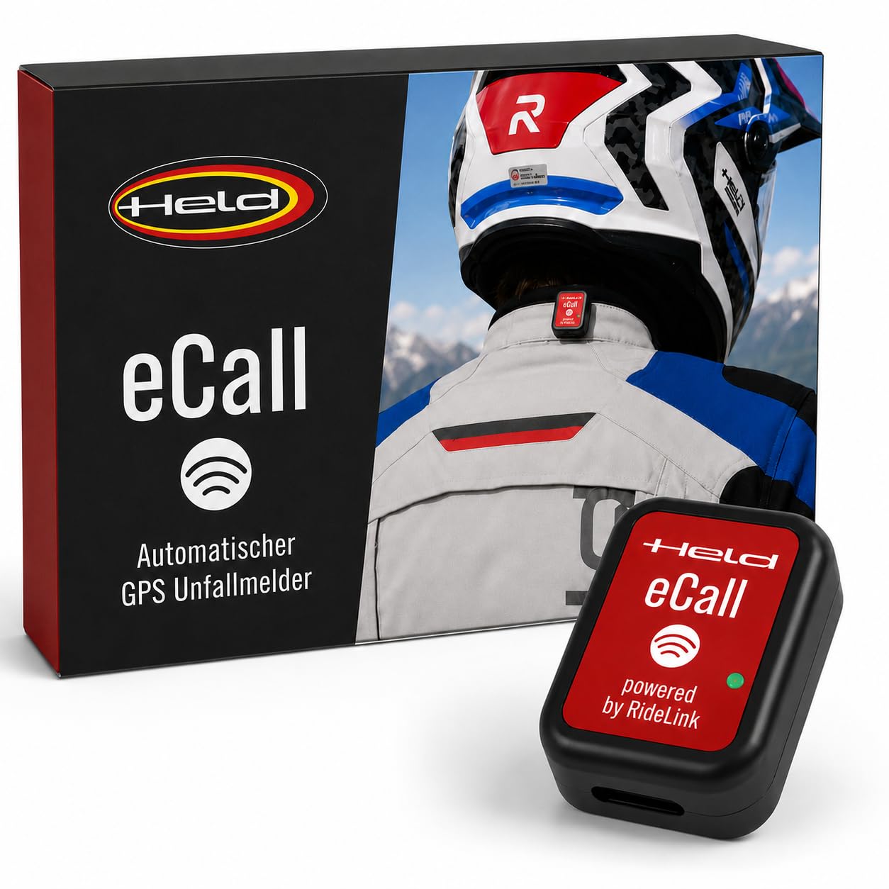 Held eCall Sensor Powered by RideLink para Chaqueta de Moto, Detector automático de Accidentes con detección de caídas, Ayuda rápida en Caso de caída y accidente, Llamada electrónica con aplicación