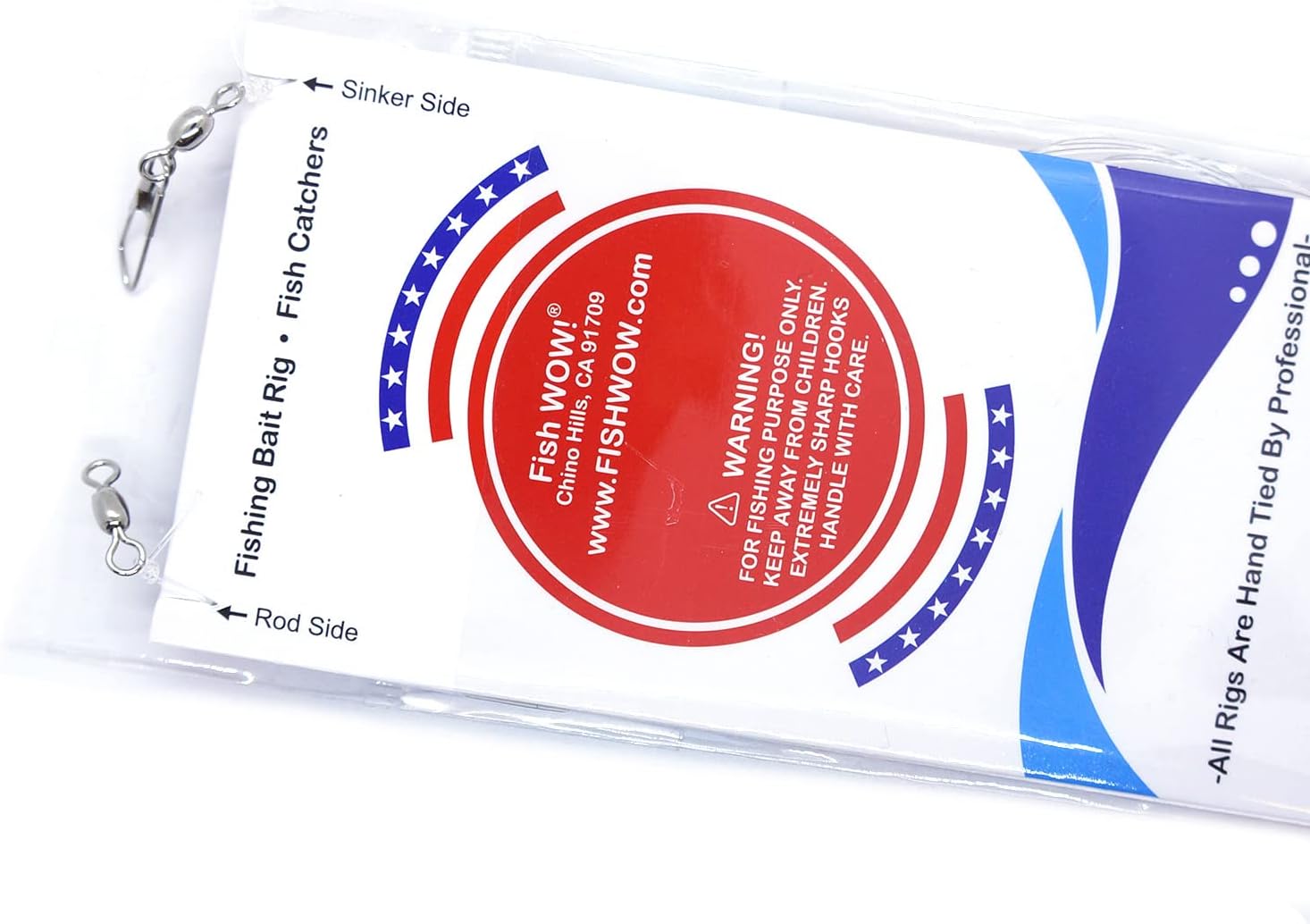 Fish WOW!® 20packs Size 6 Fishing Bait Rigs Red & White Feather rig with 6 Gold high Carbon Steel hooksand Rainbow Mylar Skin Piscatore Lure Saltwater Lures