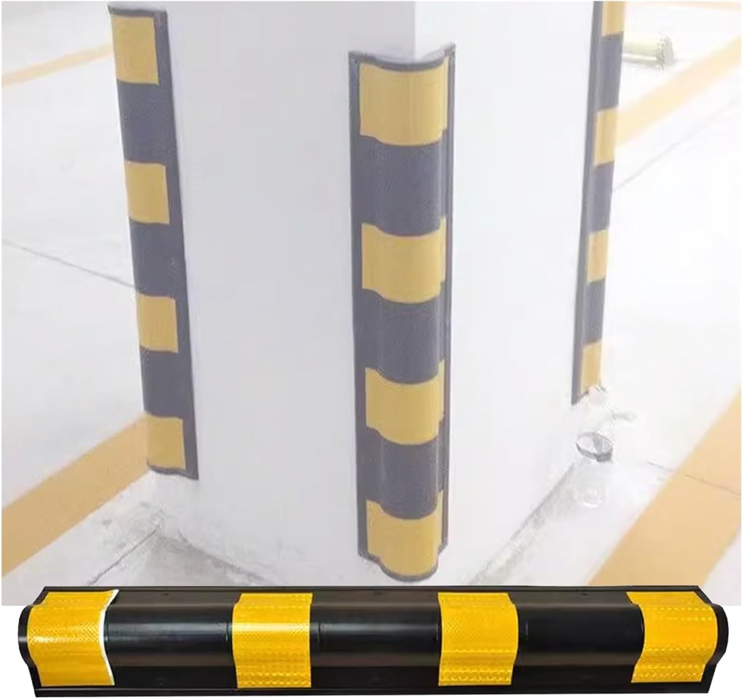 Rubber Corner Protector for Cars - Parking Garage Wall Guard, Reflective Edge Protection, 1cm Thick Car Park Corner Guards for Workshop & Home Use