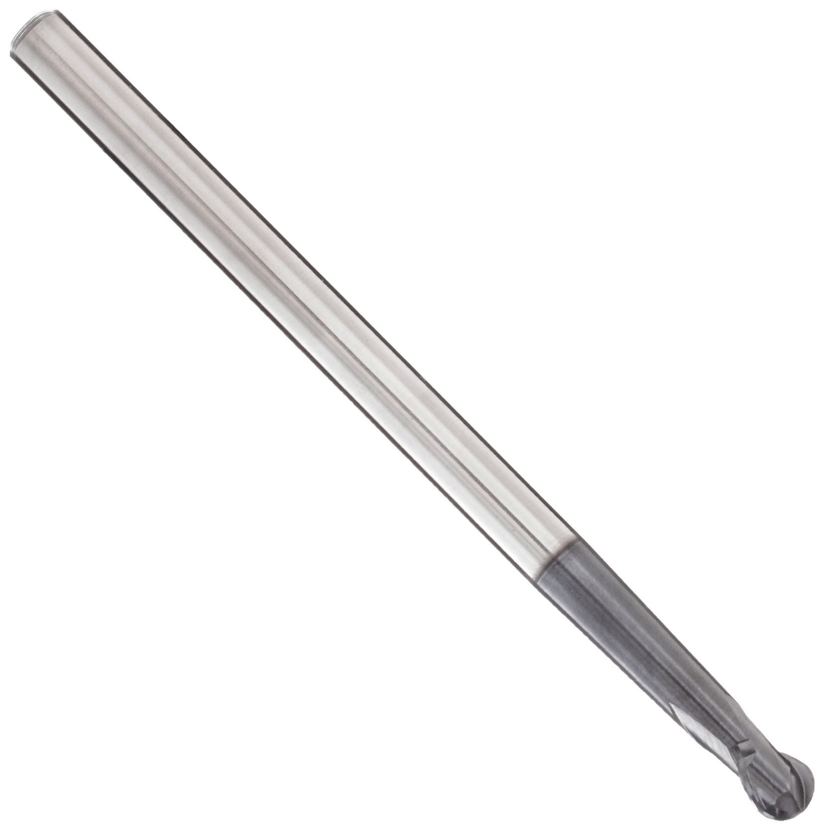 YG-1 EM084 Carbide Ball Nose End Mill, Long Reach, TIALN Multilayer Finish, 30 Deg Helix, 2 Flutes, 6.25