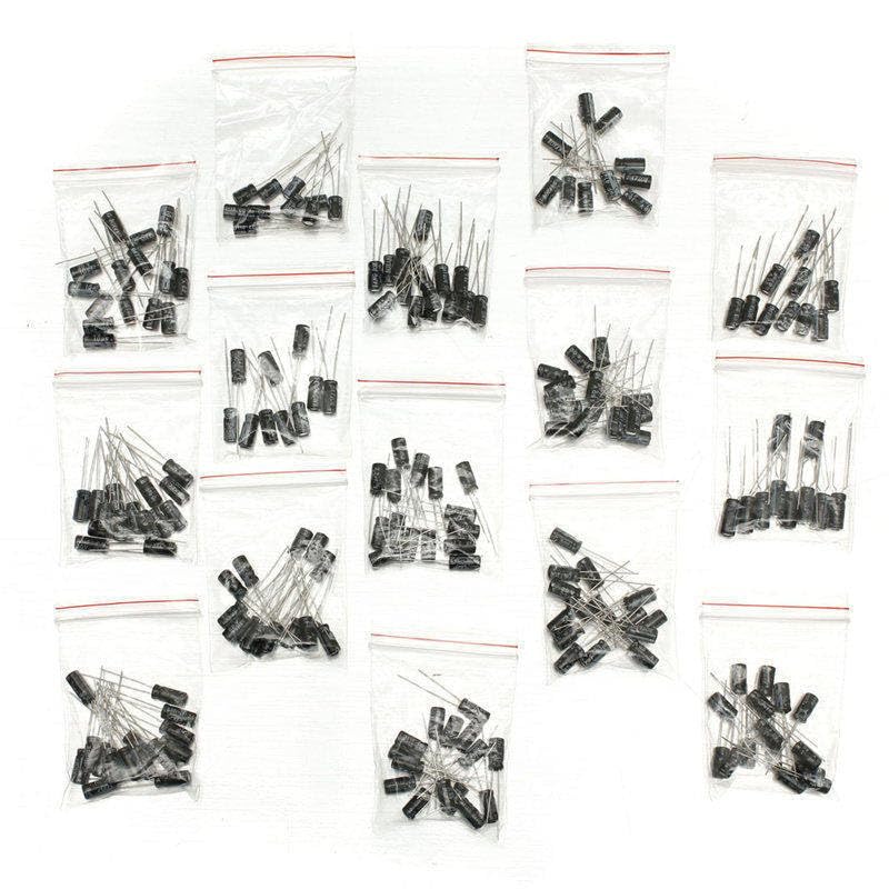 400 unids/lote 15 valores Kit surtido de condensadores electrolíticos 1uF ~ 220uF conjunto surtido de condensadores Industrial Electrical capacitors