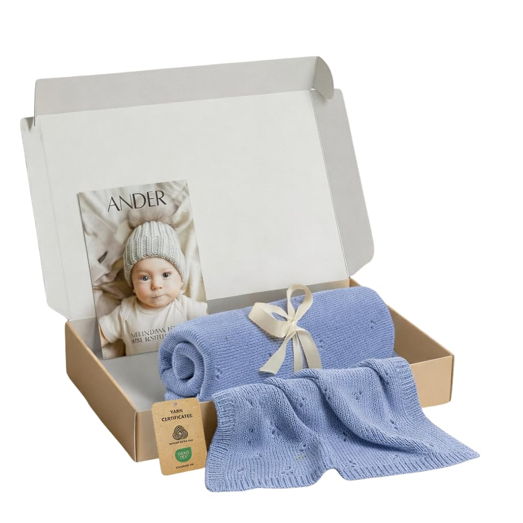 ANDER Coperta Neonato in Lana Merino 75x100 cm – Coperta per Bambini – Accessorio Comodo e Sicuro per Neonati e Bambini