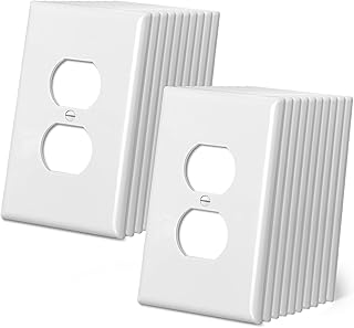 CML Jumbo Duplex Outlet Covers, 20 Pack Oversized Electrical Outlet Wall Plate, 1-Gang Switch Plates, Dual Receptacle Faceplate, Over-Size 3.5” x 5.5”, Impact Resistant, Gloss White, ETL Listed