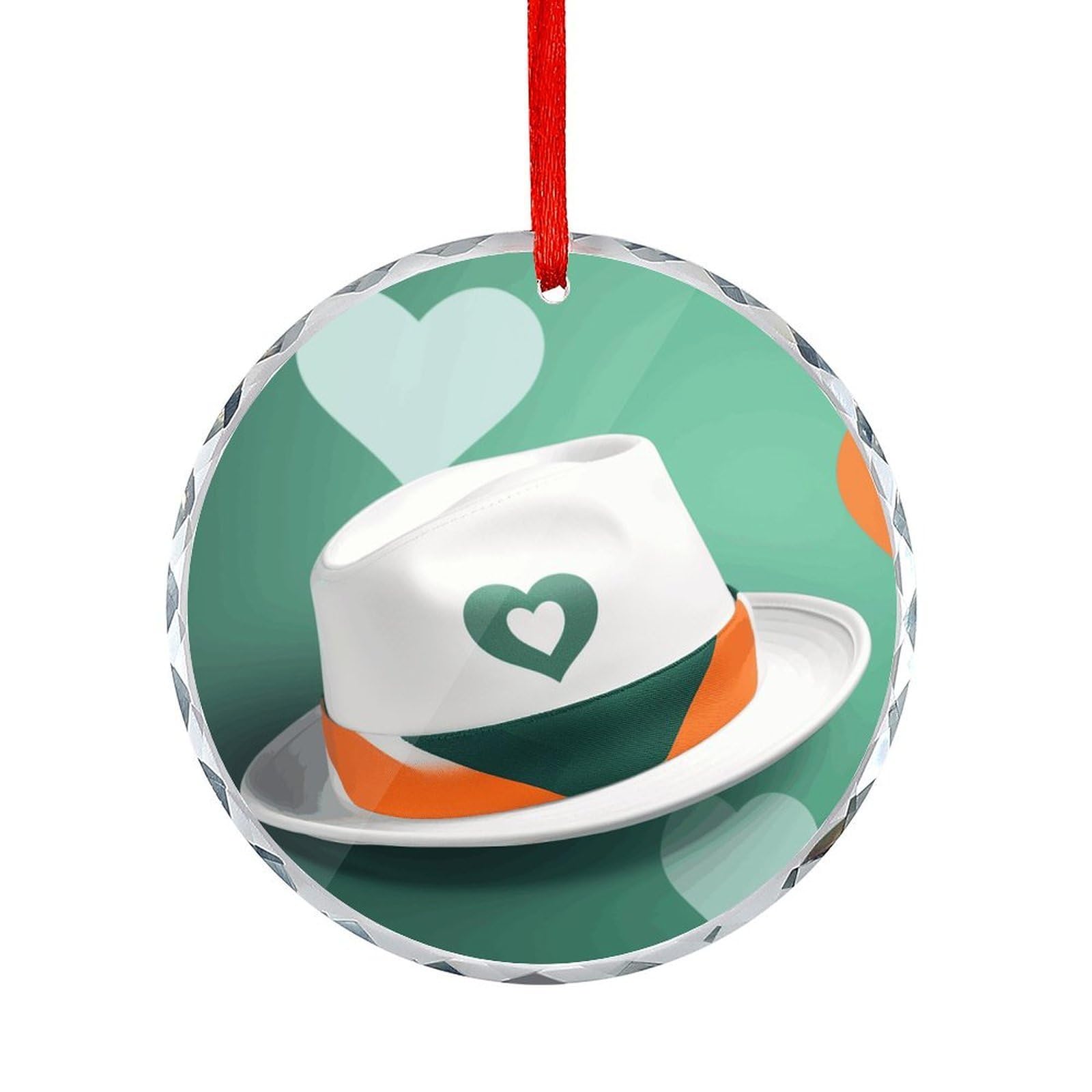 Btcowzrv Style Heart Shape On The Hat Round Ornament Hanging Pendant Decor