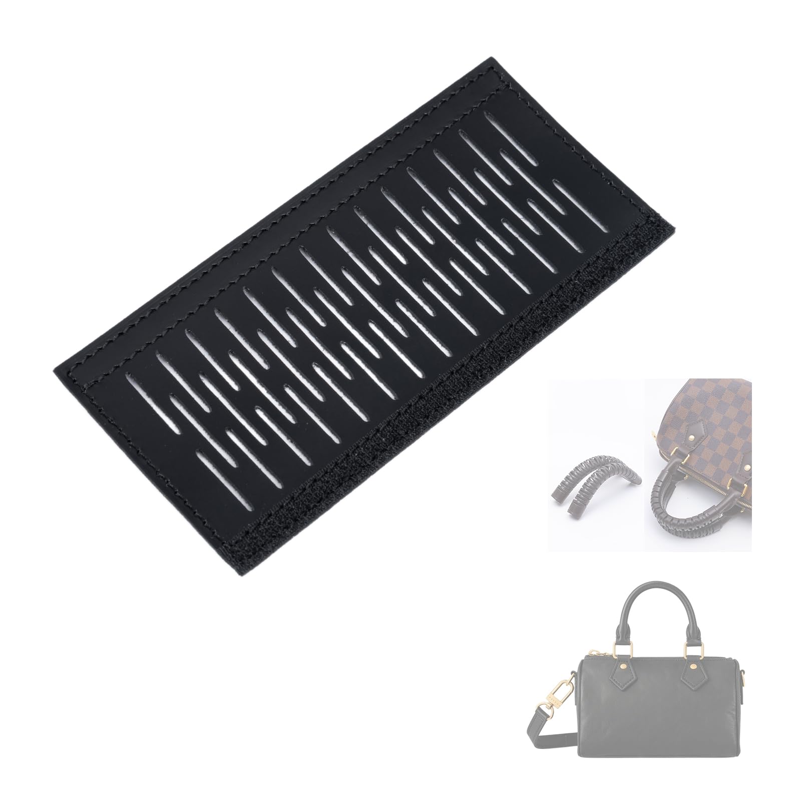 BERRY & SNOWY Osłona ochronna na rączkę skóra Vachetta do LV Speedy Keepall (szer. 6,5 cm, Damier Czarny)